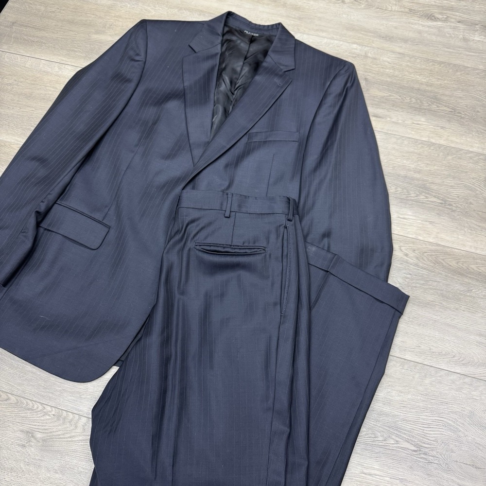 Jos A Bank Signature Collection Pinstripe Suit Set Sz 46LG 41LG Pants Wool